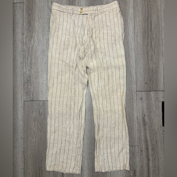 Hugo Boss Linen Pants Mens 35x32 trousers baggy fit Casual Striped